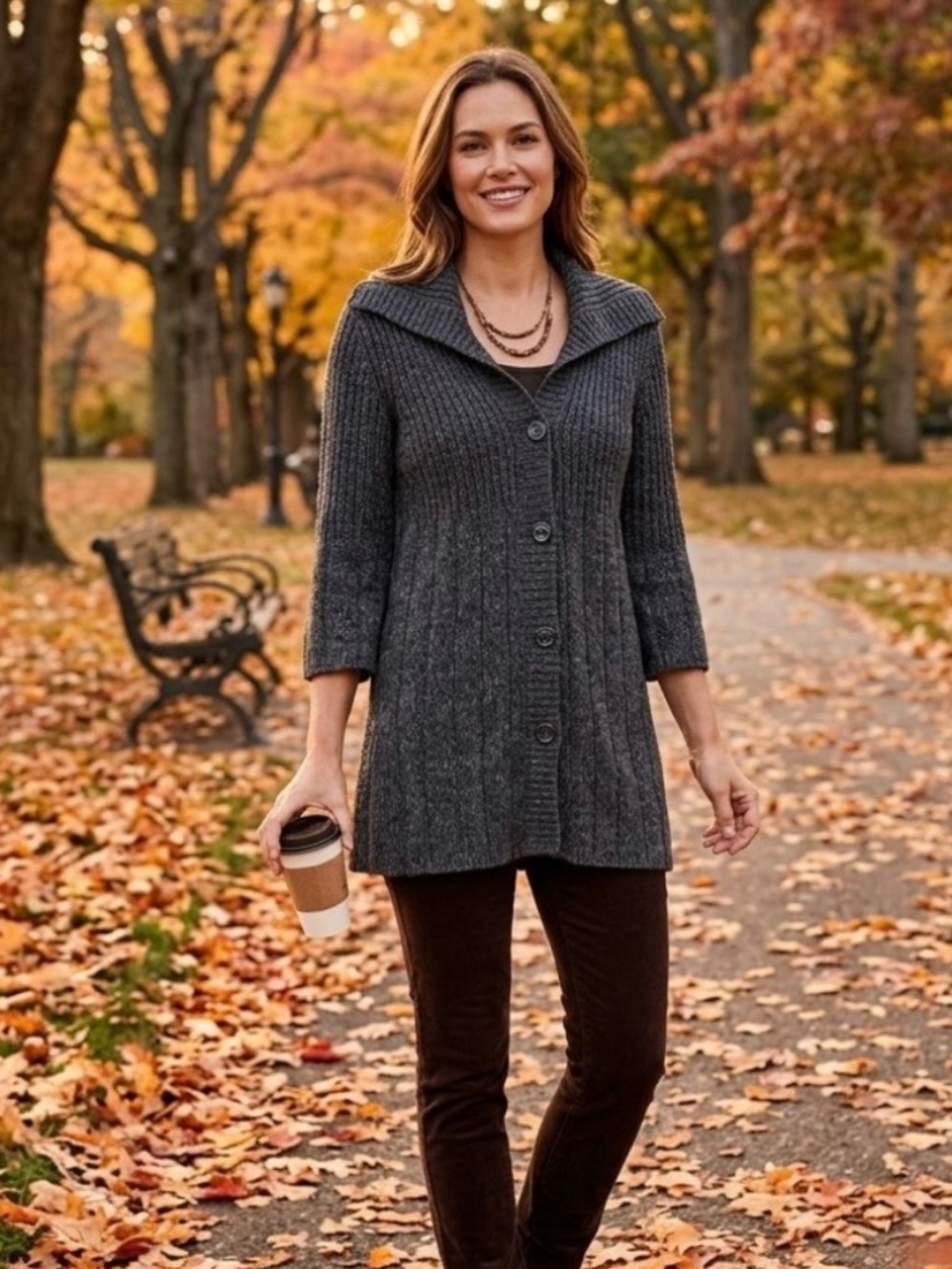 Croft & Barrow Gray Marled Knit Long Cardigan S Granola Girl Cozy Grandmacore